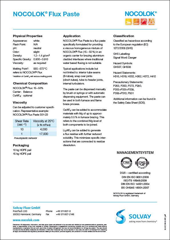 NOCOLOK Flux Paste product information
